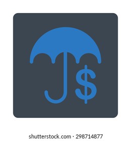 Financial Care icon from Commerce Buttons OverColor Set. Vector style is smooth blue colors, flat square rounded button, white background.