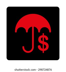 Financial Care icon from Commerce Buttons OverColor Set. Vector style is intensive red and black colors, flat square rounded button, white background.