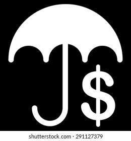 Financial Care icon from Commerce Set. Vector style: flat symbol, white color, rounded angles, black background.