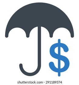 Financial Care icon from Commerce Set. Vector style: bicolor flat symbol, smooth blue colors, rounded angles, white background.