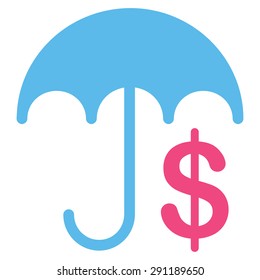Financial Care icon from Commerce Set. Vector style: bicolor flat symbol, pink and blue colors, rounded angles, white background.