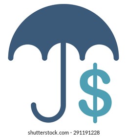 Financial Care icon from Commerce Set. Vector style: bicolor flat symbol, cyan and blue colors, rounded angles, white background.