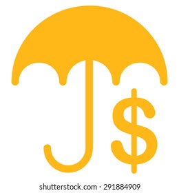Financial Care icon from Commerce Set. Vector style: flat symbol, yellow color, rounded angles, white background.