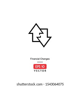 Financial changes vector icon, with line style illustration, isolated on white background. EPS10 - Vector