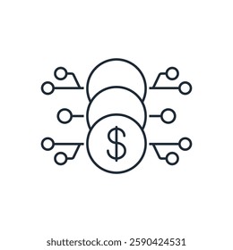 Financial channels. Business diversification. Vector linear icon isolated on white background.