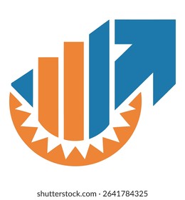 Financial chart with arrow pointing upwards shows business growth