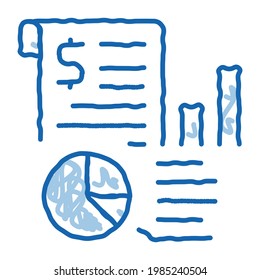 gráfico financiero del vector de icono de esbozo de auditoría. Dibujo manual de la línea azul del doodle arte gráfico financiero del signo de auditoría. ilustración de símbolo aislado
