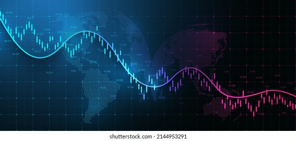 Financial chart background with uptrend line graph. Business candle stick graph chart of stock market investment trading. Vector illustration.