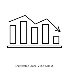 Gráfico financeiro, gráfico de negócios isolado em um fundo branco. Ilustração à mão desenhada de vetor em estilo doodle. Perfeito para vários projetos.