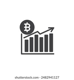 Financial chart with cryptocurrency vector icon. filled flat sign for mobile concept and web design. Cryptocurrency Chart glyph icon. Symbol, logo illustration. Vector graphics