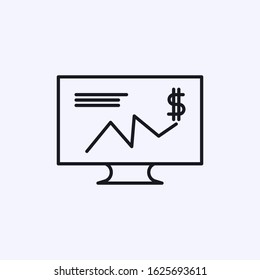 Financial chart with dollar icon on monitor screen