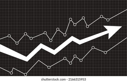 Financial chart and graph of business abstract growth with up arrow of stocks. Chart of market profit increase. Vector. Graphic of finance business economy progress. Money rise concept diagram.
