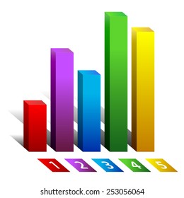 Financial Chart or Graph or Graphic color with digit symbol icon isolated on white background. Vector illustration