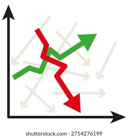 Gráfico do gráfico financeiro. Setas de declínio de crescimento. Análise de negócios Dados do vetor. Diagrama de previsão de tendência. EPS 10.