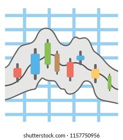
Financial chart in a graph paper with the bar like structure denoting candlestick chart 
