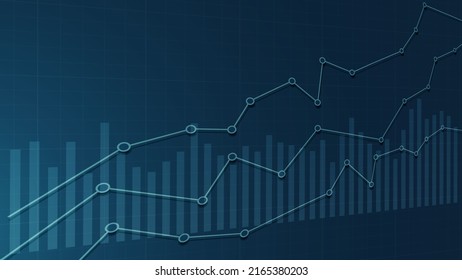 Financial chart or graph. Perspective illustration. Rising stock market or rise of economy. Stock chart or graph. Business, profit growth concept. Dark Background. Vector illustration