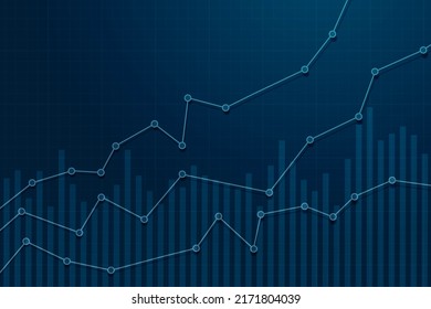 Financial chart or graph Rising stock market or rise of economy. Stock chart or graph. Business, profit growth concept. Dark Background. Vector illustration