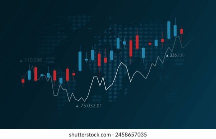 gráfico financiero concepto de inversión en acciones Imagen de fondo de red de comunicaciones de alta tecnología