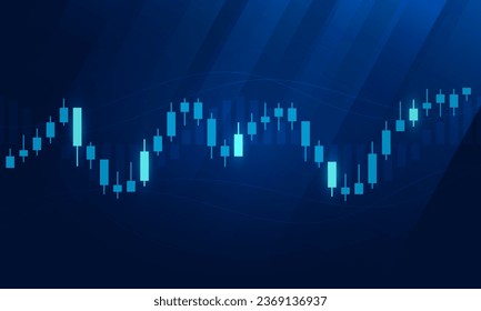 Financial chart  graph in stock market on blue color background