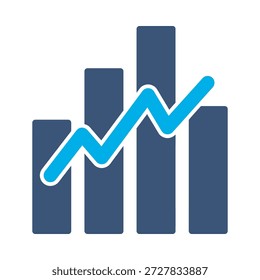 Icono de gráfico financiero Vector plano azul barra de diseño símbolo de gráfico estadísticas de crecimiento comercial beneficio de mercado signo de elemento gráfico