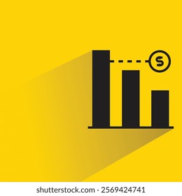 financial chart icon with shadow on yellow background