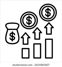 Finanzdiagramm-Symbol. Einfache Vektorkonturgrafik