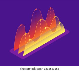 Financial chart icon. Vector illustration in flat isometric 3D style.