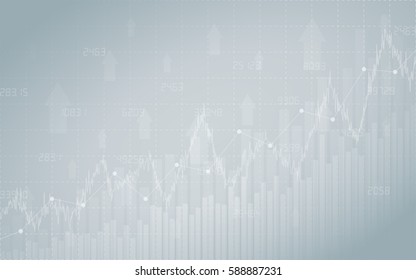 Financial Chart With Line Graph, Bar Chart And Stock Numbers In Stock Market On Gradient Gray Color Background (vector)