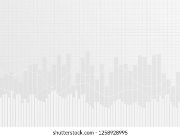 Financial chart with  line graph on hite color background. et of abstract financial chart with trend line graph and numbers in stock market 