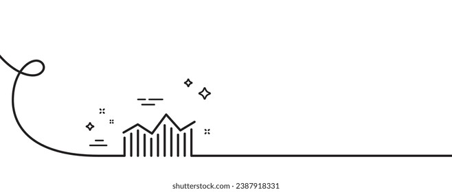 Icono de línea de gráfico financiero. Una línea continua con curl. Signo gráfico económico. Símbolo de bolsa. Inversión empresarial. Cinta de esquema único del diagrama de dinero. Patrón de curva de bucle. Vector