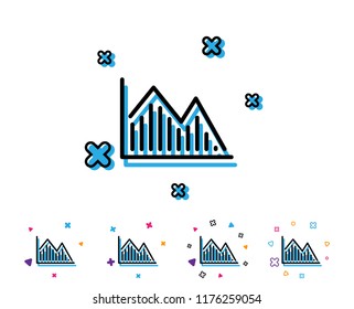 Financial chart line icon. Economic graph sign. Stock exchange symbol. Business investment. Line icon with geometric elements. Bright colourful design. Vector