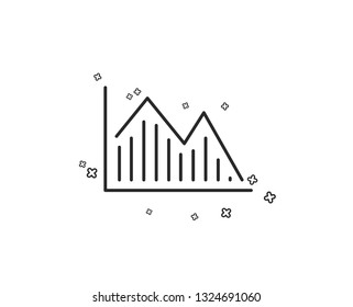 Financial chart line icon. Economic graph sign. Stock exchange symbol. Business investment. Geometric shapes. Random cross elements. Linear Investment graph icon design. Vector