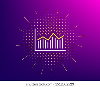 Financial chart line icon. Halftone pattern. Economic graph sign. Stock exchange symbol. Business investment. Gradient background. Money diagram line icon. Yellow halftone pattern. Vector