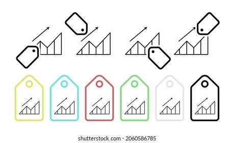Financial chart line vector icon in tag set illustration for ui and ux, website or mobile application