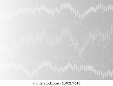  financial chart with a linear chart, a histogram in the stock market on a gradient gray background.Vector illustration.