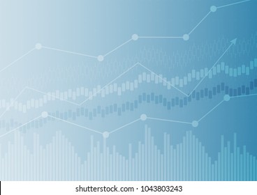 financial chart with a linear chart, a histogram in the stock market on a gradient gray background.Vector illustration.