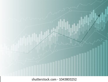 financial chart with a linear chart, a histogram in the stock market on a gradient gray background.Vector illustration.