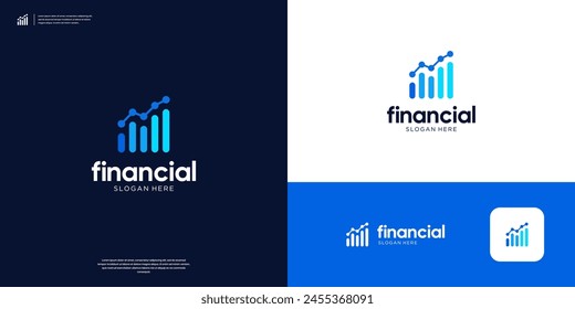 Vector de diseño de logotipo de gráfico financiero. Analítica, inversión, diseño de logo de datos.