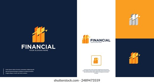 financial chart logo with overlapping style, modern abstract, logo design illustration.