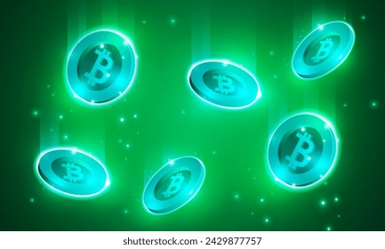 Finanzdiagramm mit aufsteigendem Pfeildiagramm Bitcoin Kryptowährungstechnologie an der Börse auf blauem Hintergrund Konzept Innovation Hintergrund, Vektor-Design