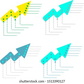 Financial chart for presentations and slide shows with graphic of profit growth. Vector illustration of scheme with arrow. Brain storming for finding ideas in marketing and business motivation.