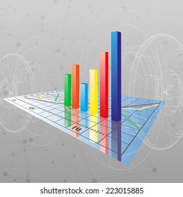 Financial chart. Progressive Bar chart. Abstract vector illustration.