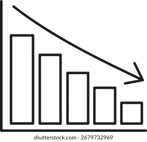 Financial chart showing downward trend with arrow