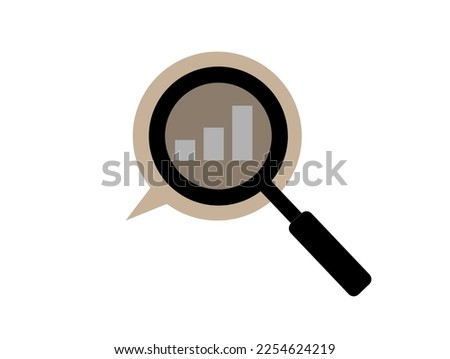 Financial chart speech bubble. Magnifying glass vector analysis of income and profit, concept investment and financial return. icon isolated on white background