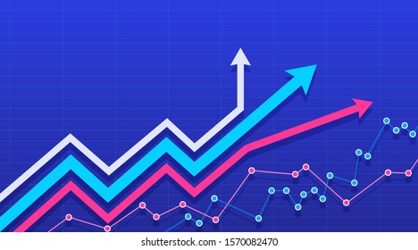 Financial Chart With The Three Arrows Going Up. Vector Illustration.