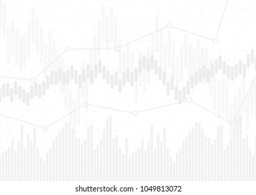 financial chart with uptrend line graph, bar chart and stock numbers on gradient white color background