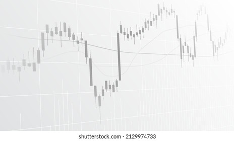 financial chart with uptrend line graph of stock market on black and white color background