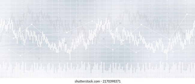 financial chart with uptrend line graph of stock market on black and white color background