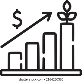 Financial chart vector icon. Green energy and increasing financial investment. EPS