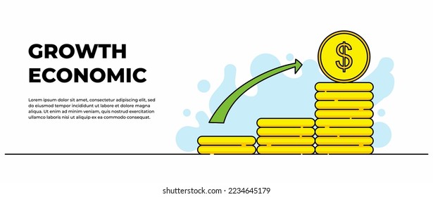 Financial chart vector illustration with stacks of coins. Business, marketing and finance concept design. Modern flat in continuous line style.